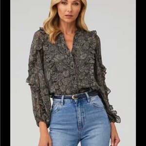 Misa Los Angeles Black Paisley Blouse
